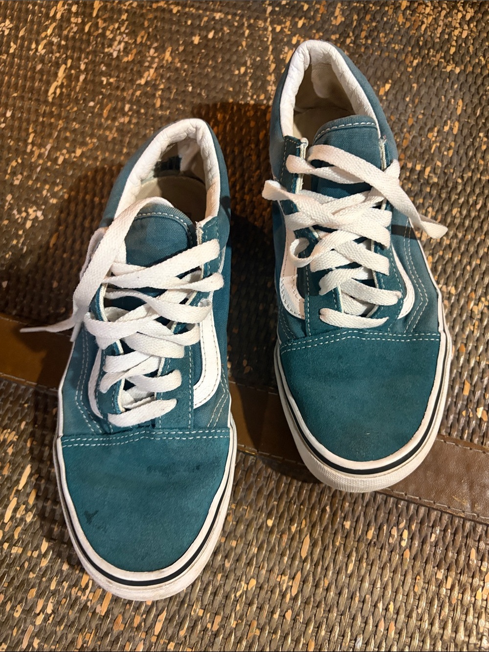 Vans Teal Old Skool Sneakers with White Stripe